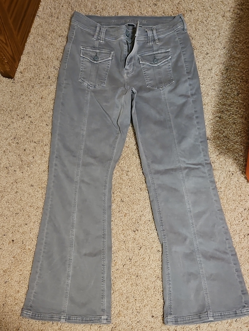 American Eagle Outfitters Gray Flare Wide-Leg Jeans